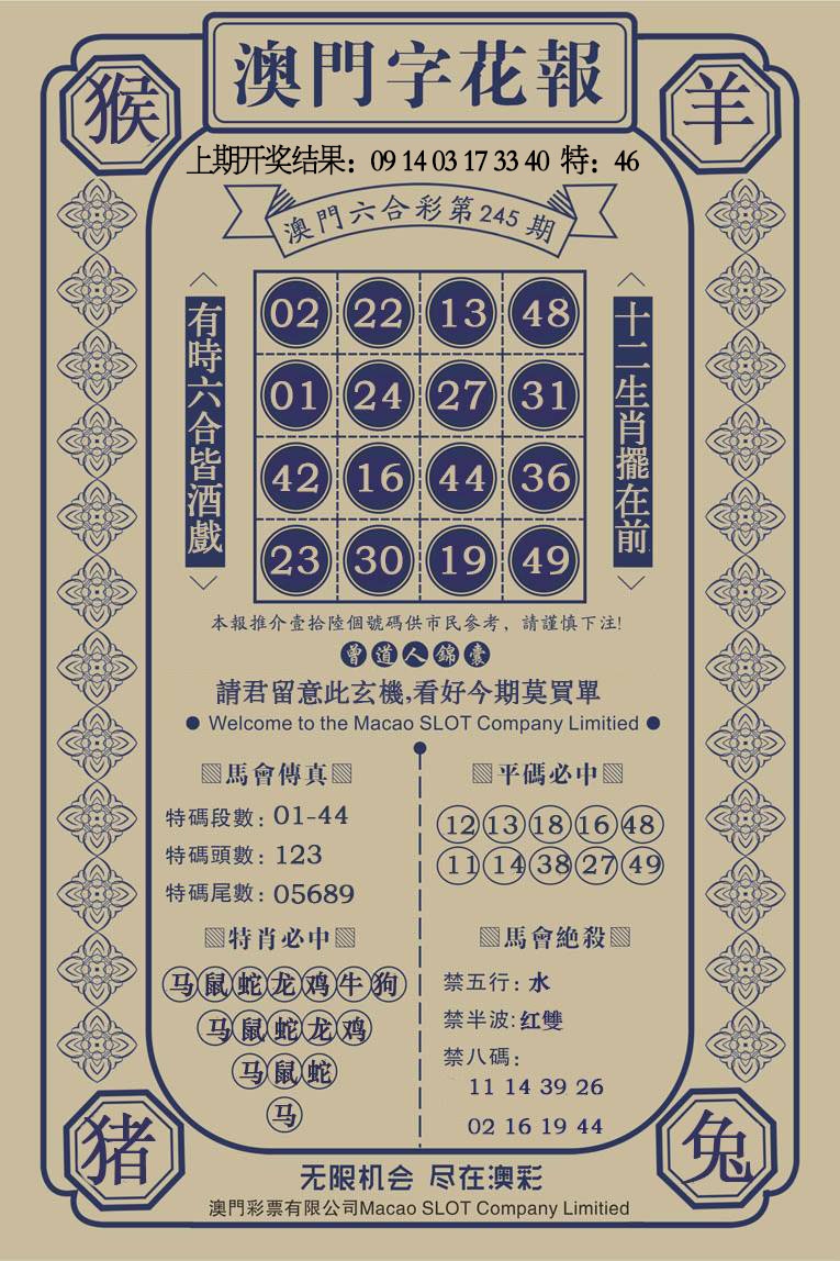 澳门字花报